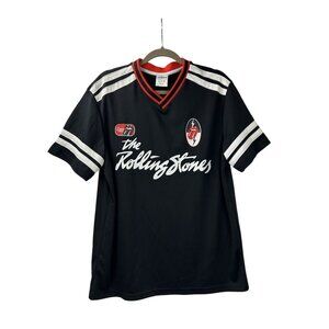 The Rolling Stones Mick Jagger Mens M Black/Red Logo Licensed Jersey Tee Jersey